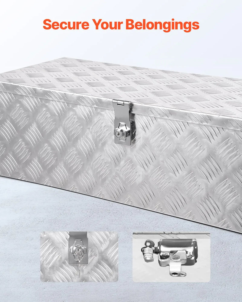 VEVOR smagās slodzes alumīnija kravas kastes instrumentu kaste ar rievojuma pārklājumu, sānu rokturiem un slēdzeni, 762×330×244 mm, sudraba krāsa