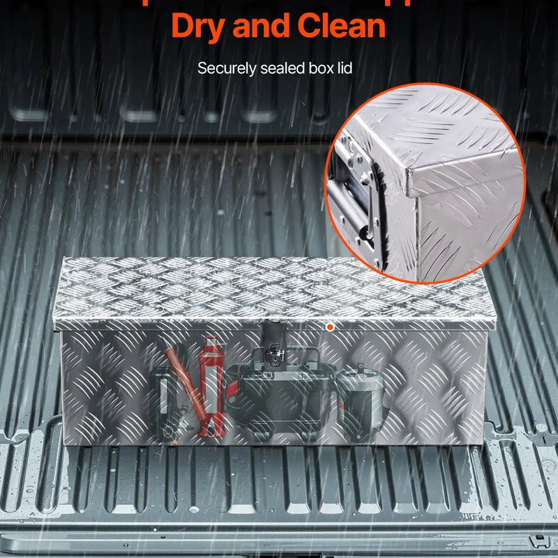 VEVOR smagās slodzes alumīnija kravas kastes instrumentu kaste ar rievojuma pārklājumu, sānu rokturiem un slēdzeni, 762×330×244 mm, sudraba krāsa