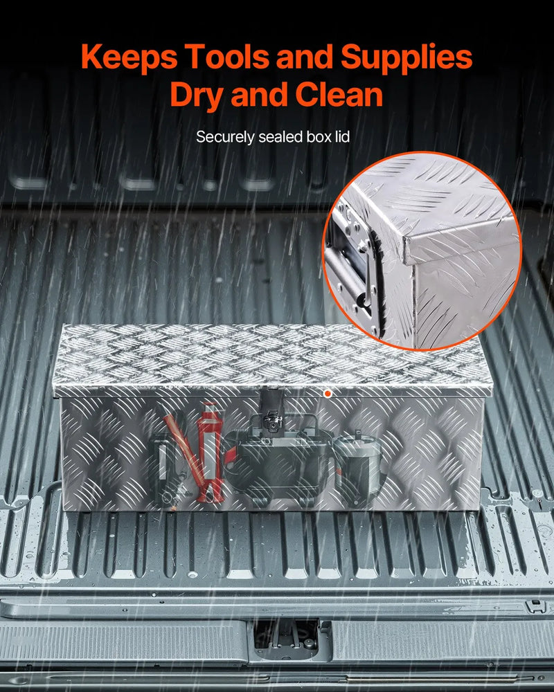 VEVOR smagās slodzes alumīnija kravas kastes instrumentu kaste ar rievojuma pārklājumu, sānu rokturiem un slēdzeni, 762×330×244 mm, sudraba krāsa