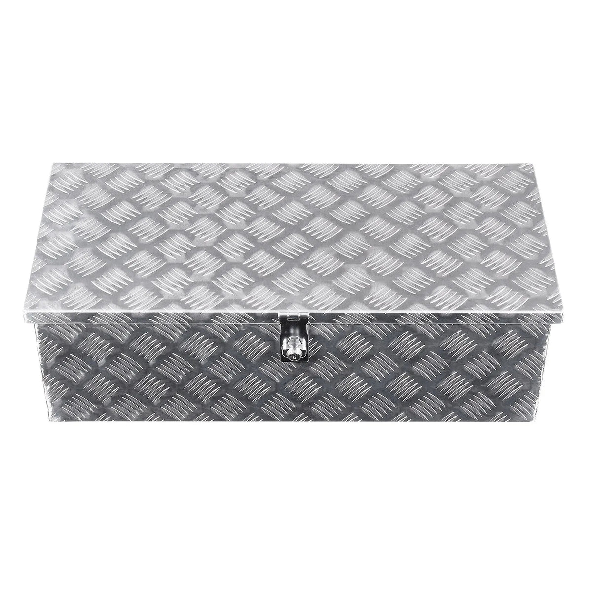 VEVOR Heavy-Duty Aluminium Tool Box with Ribbed Lid, Side Handles and Lock, 762×330×244 mm, Silver