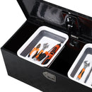 VEVOR smagās slodzes alumīnija kravas kastes instrumentu kaste ar rievotu pārklājumu, bīdāmu plauktu, sānu rokturi un slēdzeni, 899×370×370 mm, melna