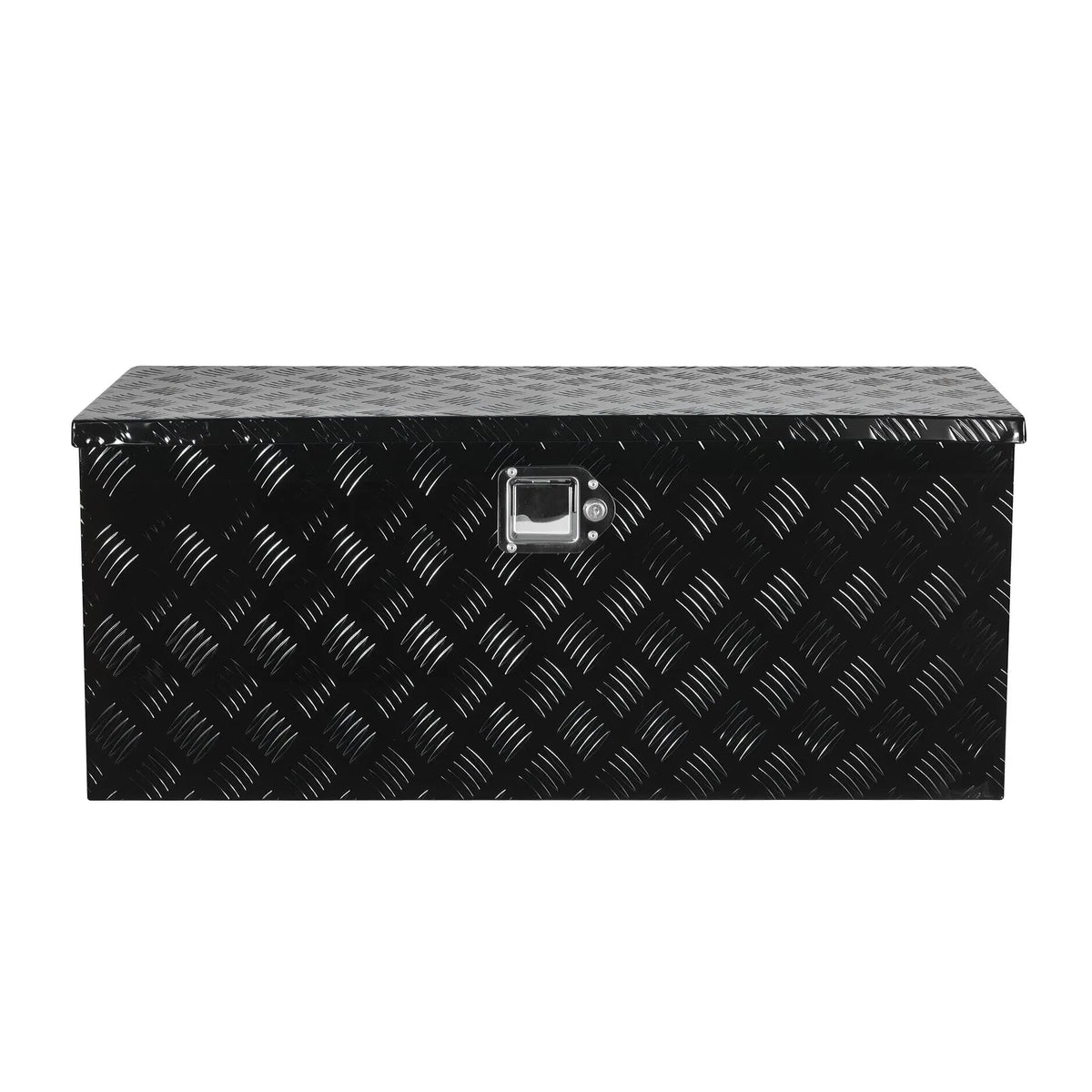 VEVOR smagās slodzes alumīnija kravas kastes instrumentu kaste ar rievotu pārklājumu, bīdāmu plauktu, sānu rokturi un slēdzeni, 899×370×370 mm, melna