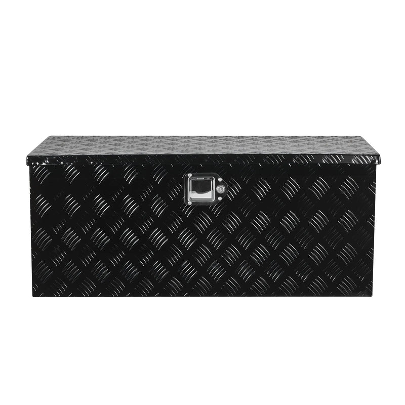 VEVOR smagās slodzes alumīnija kravas kastes instrumentu kaste ar rievotu pārklājumu, bīdāmu plauktu, sānu rokturi un slēdzeni, 899×370×370 mm, melna