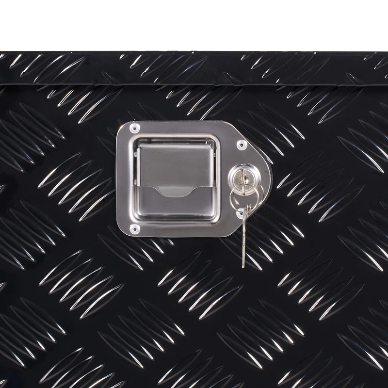 VEVOR smagās slodzes alumīnija kravas automašīnas instrumentu kaste, 1219,2×495,3×444,5 mm rievota uzglabāšanas kaste ar sānu rokturi un slēdzeni ar atslēgām, melna, piemērota piekabēm un pikapiem