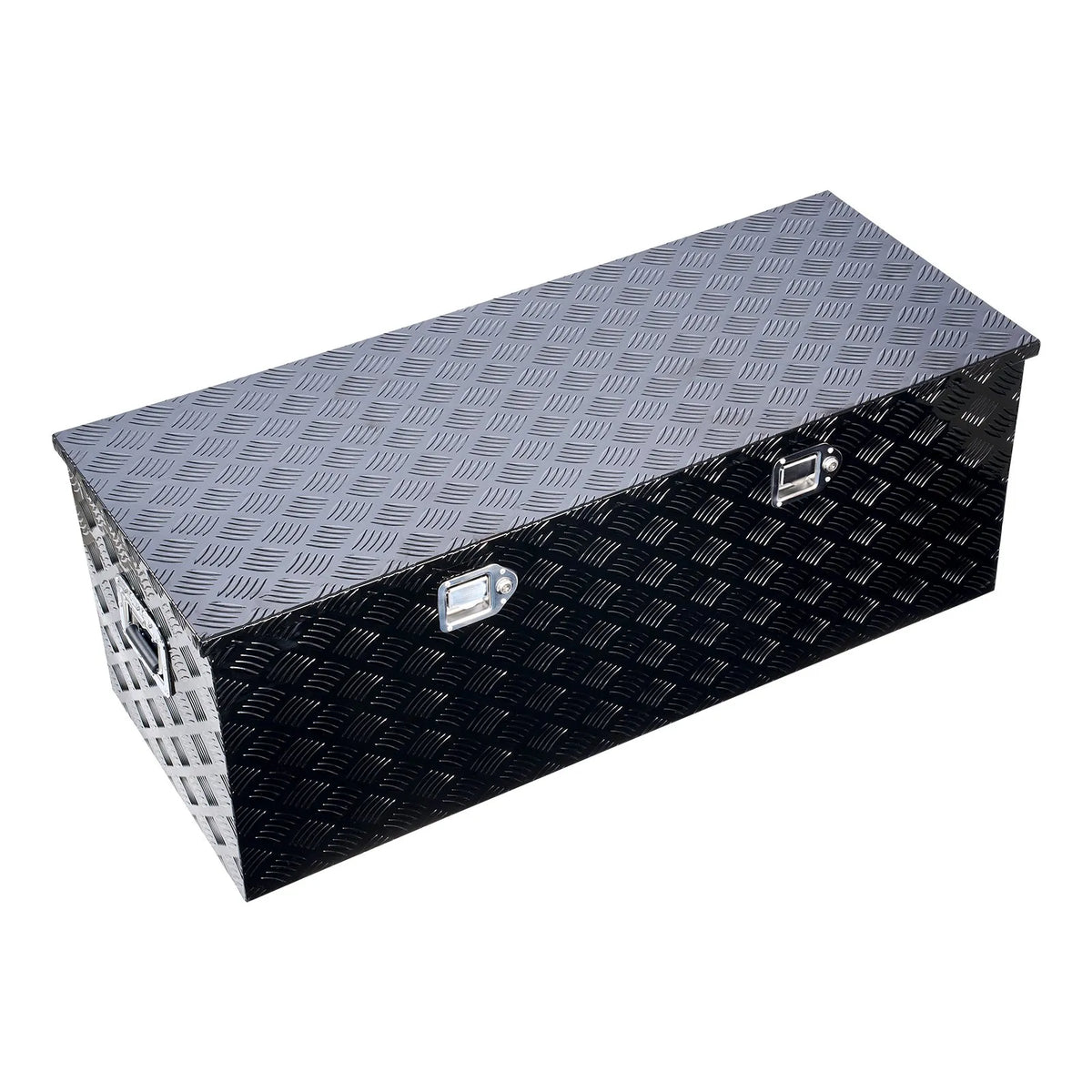 VEVOR smagās slodzes alumīnija kravas automašīnas instrumentu kaste, 1219,2×495,3×444,5 mm rievota uzglabāšanas kaste ar sānu rokturi un slēdzeni ar atslēgām, melna, piemērota piekabēm un pikapiem