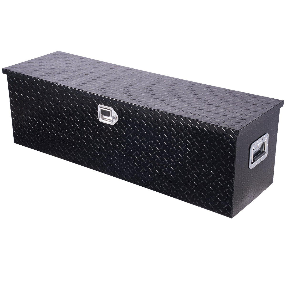 VEVOR Heavy-Duty Aluminium Tool Box with Diamond Plate Cover, Side Handles and Lock, 1244.6×381×381 mm, Black