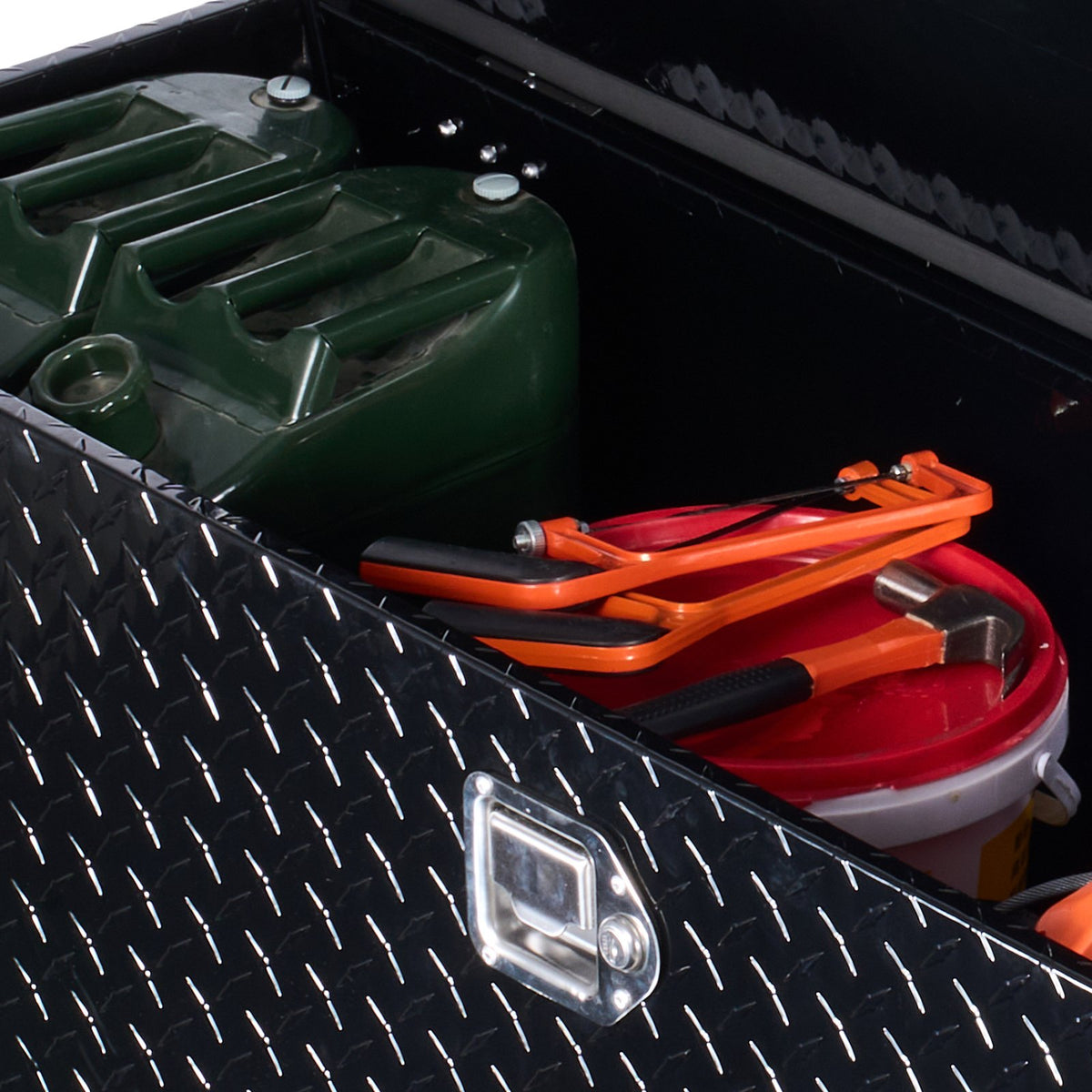VEVOR Heavy-Duty Aluminium Tool Box with Diamond Plate Cover, Side Handles and Lock, 1244.6×381×381 mm, Black