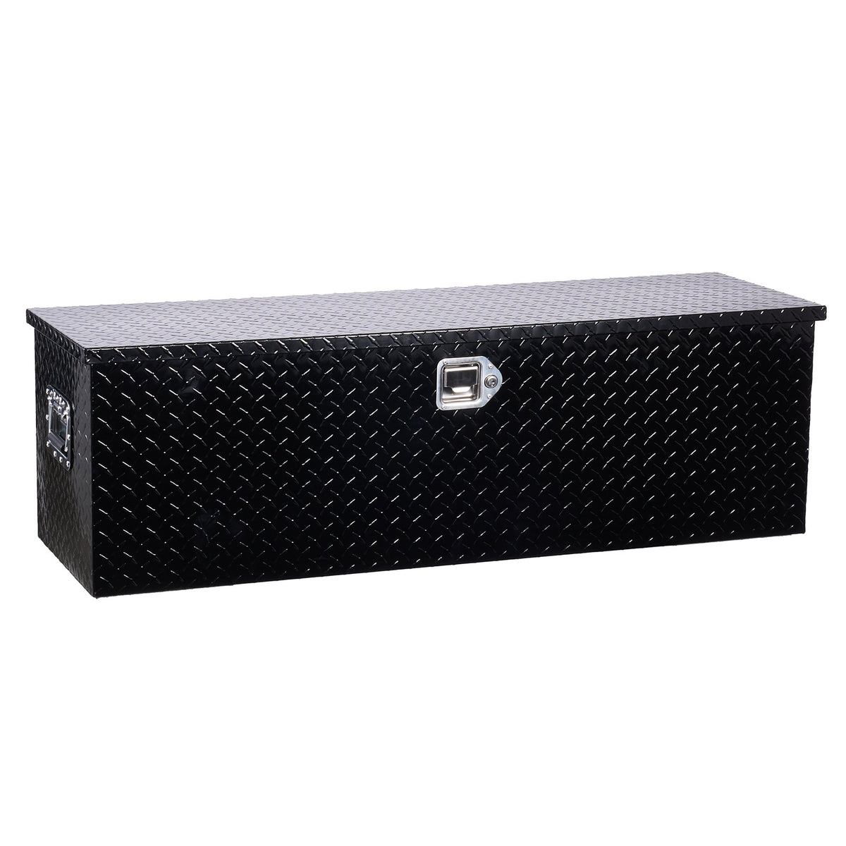 VEVOR Heavy-Duty Aluminium Tool Box with Diamond Plate Cover, Side Handles and Lock, 1244.6×381×381 mm, Black