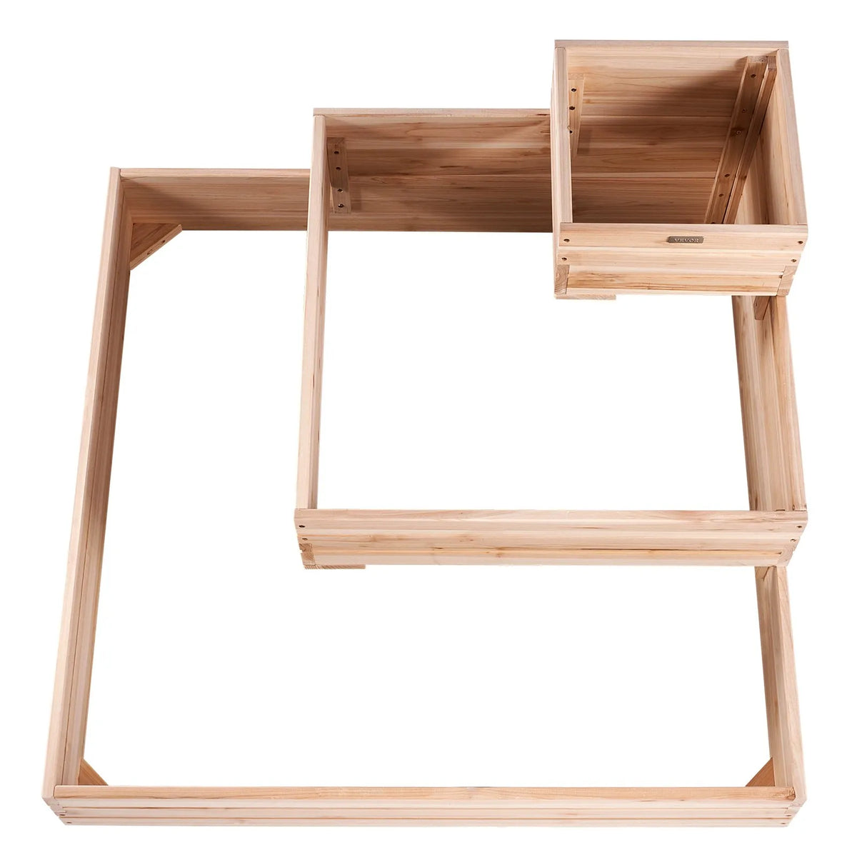 Paaugstinātā dārza dobe, 113 × 113 × 52 cm koka stādīšanas kaste ar atvērtu pamatni, piemērota ziedu, dārzeņu un garšaugu audzēšanai pagalmā, dārzā, terasē vai balkonā, gaiši brūna (Burlywood).