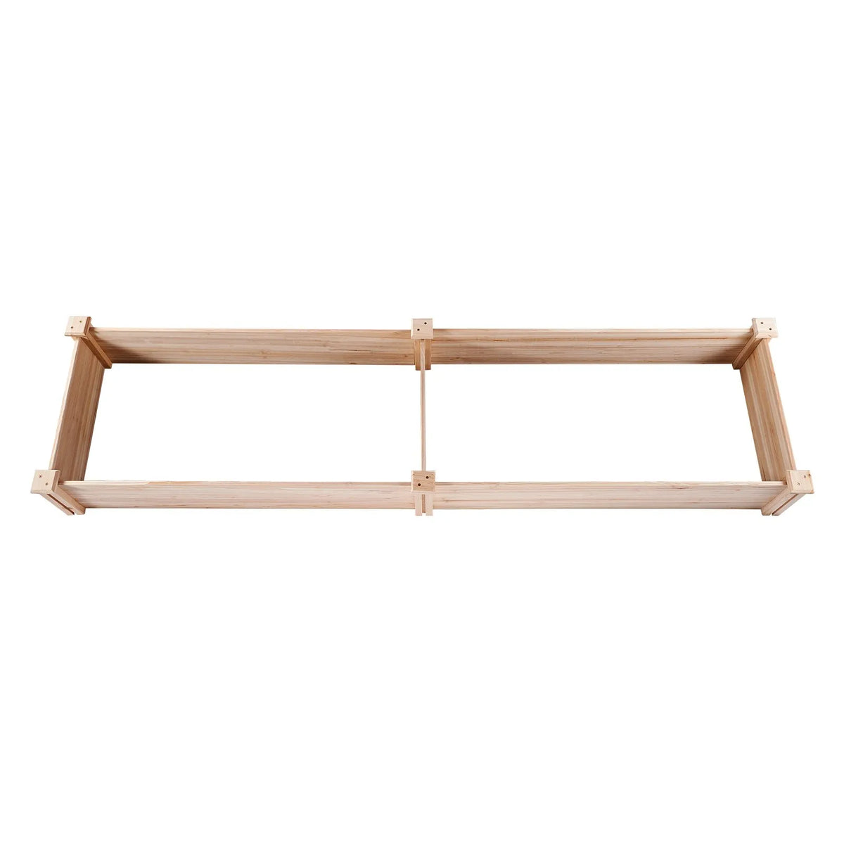 Paaugstinātā dārza dobe 240 × 61 × 25 cm koka stādīšanas kaste ar atvērtu pamatni, āra ziediem, dārzeņiem un garšaugiem dārzā, pagalmā vai balkonā, gaiši brūna