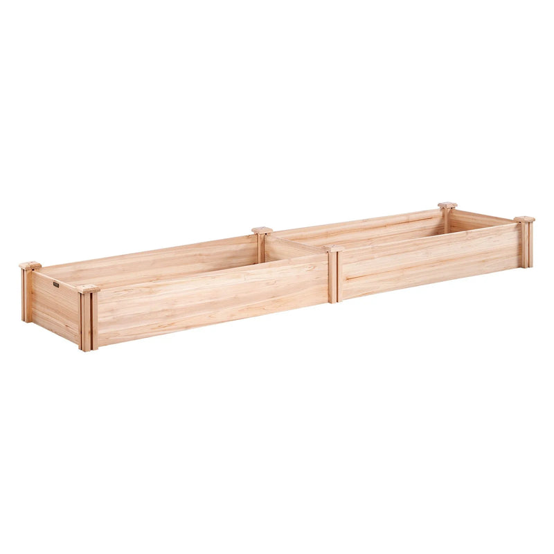 Paaugstinātā dārza dobe 240 × 61 × 25 cm koka stādīšanas kaste ar atvērtu pamatni, āra ziediem, dārzeņiem un garšaugiem dārzā, pagalmā vai balkonā, gaiši brūna