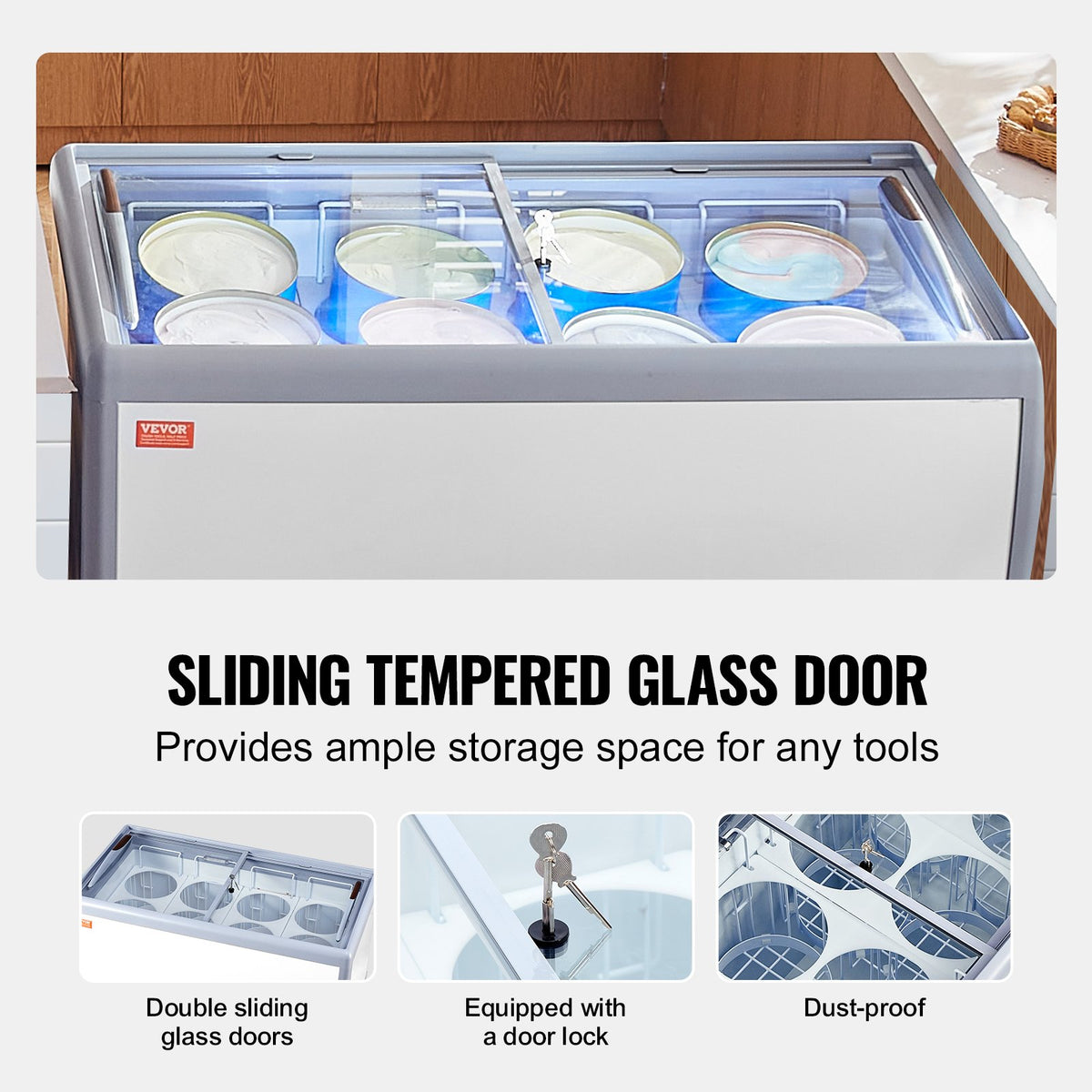 VEVOR Gelato Ice Cream Display Cabinet 370 l, Commercial