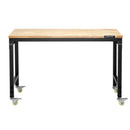 VEVOR 1219 mm regulējams darba sols, kravnesība 907 kg, ar rozetēm, riteņiem un perforēto paneli, smagā tipa ozolkoka virsma, piemērots garāžai, darbnīcai, birojam un mājai