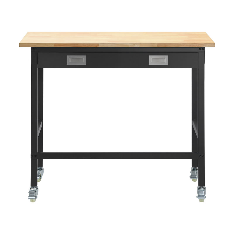 VEVOR darba galds 1220 mm, slodze līdz 680 kg, garāžas darba galds ar atvilktņu uzglabāšanu un riteņiem, darbnīcas galds uz riteņiem ar izturīgu ozolkoka virsmu, piemērots garāžai, darbnīcai, birojam un mājai