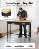 VEVOR darba galds 1220 mm, slodze līdz 680 kg, garāžas darba galds ar atvilktņu uzglabāšanu un riteņiem, darbnīcas galds uz riteņiem ar izturīgu ozolkoka virsmu, piemērots garāžai, darbnīcai, birojam un mājai