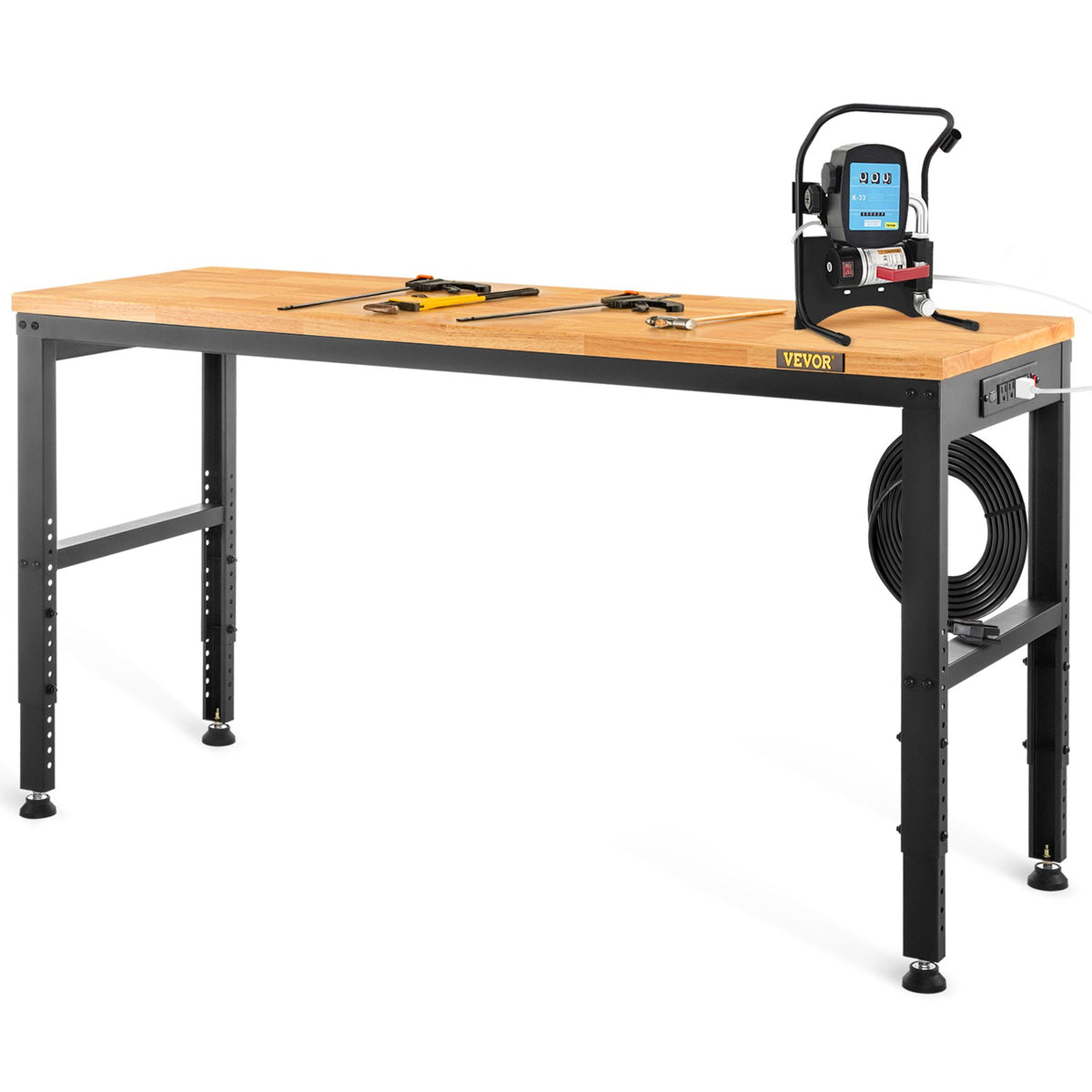 VEVOR darbagalds ar regulējamu augstumu 1220 × 500 mm, ar kontaktligzdu