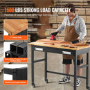 VEVOR darba galds uz riteņiem, 1219 mm, ar koka virsmu un atvilktņu organizatoru, kravnesība 680 kg