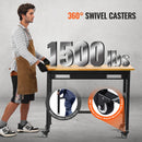 VEVOR darba galds uz riteņiem, 1219 mm, ar koka virsmu un atvilktņu organizatoru, kravnesība 680 kg