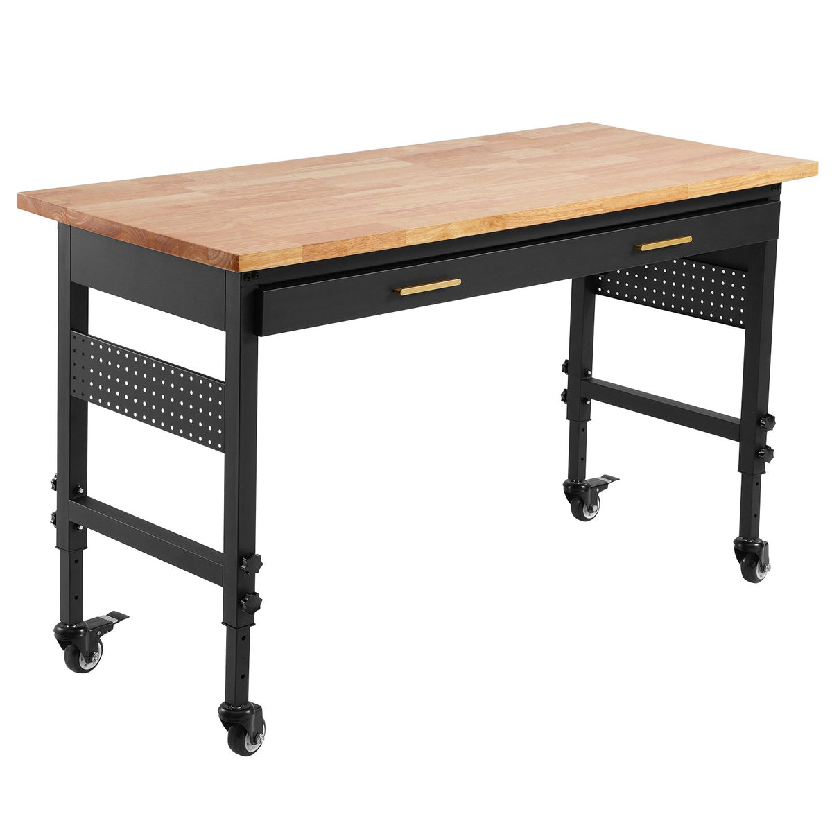 VEVOR 152 x 61 x 106 cm Mobile Work Bench, Adjustable Height, Work Surface with Power Outlet and Drawers