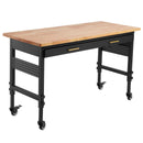 VEVOR 152 x 61 x 106 cm darba galds uz riteņiem, regulējams augstums, galda virsma ar strāvas kontaktligzdu un atvilktnēm