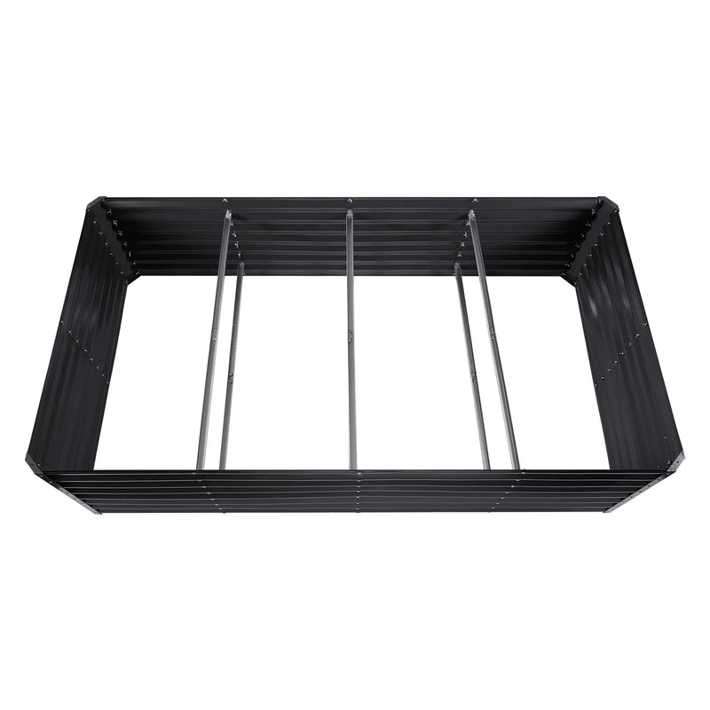 Paaugstinātā dārza dobe, 240 × 120 × 60 cm cinkota metāla stādīšanas kaste ar atvērtu pamatni, piemērota ziedu, dārzeņu un garšaugu audzēšanai pagalmā, dārzā, terasē vai balkonā, tumši pelēka