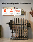 VEVOR tērauda ieroču statīvs brīvi stāvošs, iekštelpu statīvs 9 šautenēm vai bisēm un 4 pistolēm ar magazīnas turētāju, izturīgs uzglabāšanas un eksponēšanas risinājums mājai un garāžai - ZEMLETES.LV