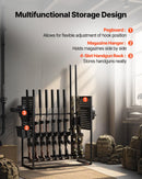 VEVOR tērauda ieroču statīvs brīvi stāvošs, iekštelpu statīvs 9 šautenēm vai bisēm un 4 pistolēm ar magazīnas turētāju, izturīgs uzglabāšanas un eksponēšanas risinājums mājai un garāžai - ZEMLETES.LV