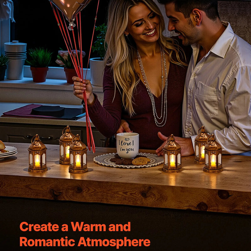 VEVOR dekoratīvās sveču laternas, 12 gab., LED elektriskās bezliesmas sveces, plastmasas LED turētājs ar stiklu, sienas piekarināmas iekštelpu lieveņa laternas, piemērotas kāzu galdiem, ballītēm un lauku stila interjera dekoram, bronzas krāsā