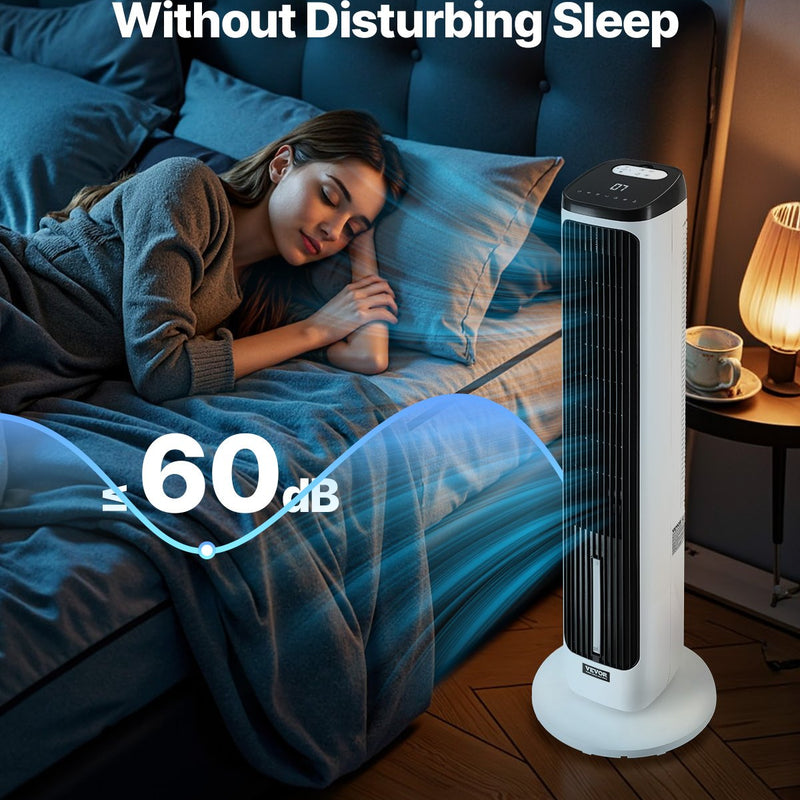 VEVOR 102 cm oscilējošais torņventilators ar 24 stundu taimeri, 7,1 m/s, tālvadības pults vadība