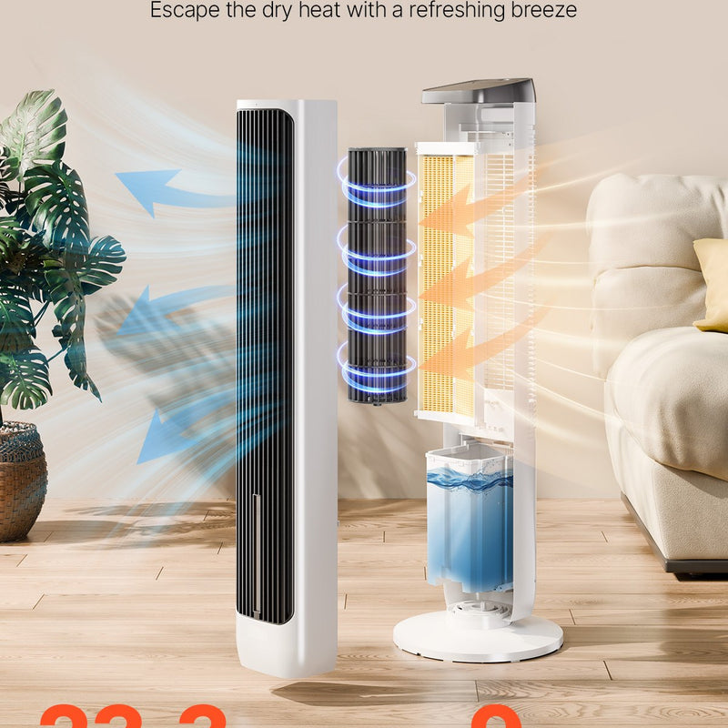 VEVOR 102 cm oscilējošais torņventilators ar 24 stundu taimeri, 7,1 m/s, tālvadības pults vadība