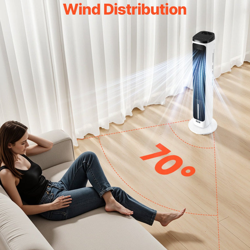 VEVOR 102 cm oscilējošais torņventilators ar 24 stundu taimeri, 7,1 m/s, tālvadības pults vadība