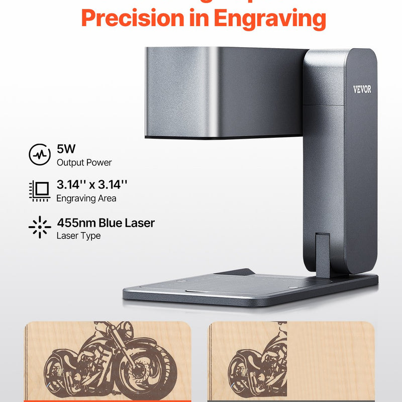 VEVOR portatīvā lāzergravēšanas iekārta – 600 mm/s, 5 W, augsta ātruma rokas gravieris