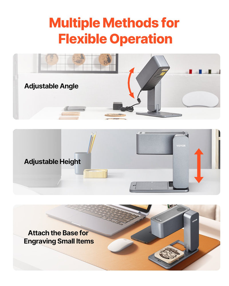 VEVOR portatīvā lāzergravēšanas iekārta – 600 mm/s, 5 W, augsta ātruma rokas gravieris