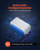 VEVOR 20 W 12 V saules paneļa akumulatora lādētājs ar iebūvētu kontrolieri un staba stiprinājuma kronšteinu, IP65 ūdensizturīgu konstrukciju, piemērots vārtiem, žogiem, saimniecībām un zālieniem (der stabiem ar diametru 40-68 mm)