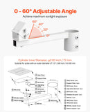 VEVOR 20 W 12 V saules paneļa akumulatora lādētājs ar iebūvētu kontrolieri un staba stiprinājuma kronšteinu, IP65 ūdensizturīgu konstrukciju, piemērots vārtiem, žogiem, saimniecībām un zālieniem (der stabiem ar diametru 40-68 mm)