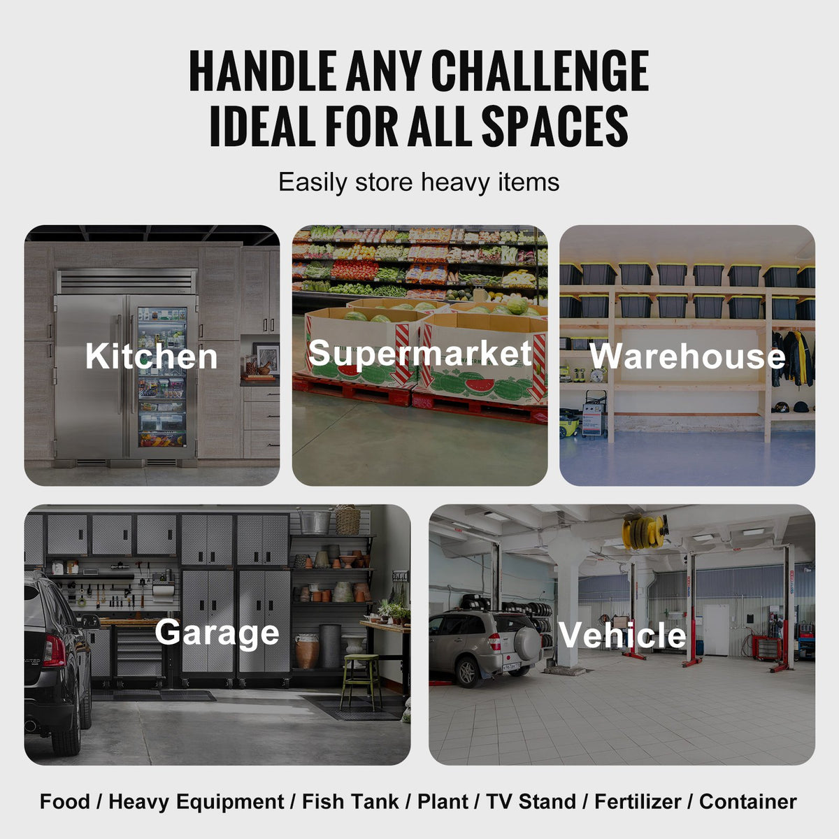 VEVOR Aluminium Floor Storage Rack, 1220 × 355 mm, 203 mm Height from Ground, 454 kg Load Capacity, Fully Welded Construction, for Restaurants, Kitchens, Garages and Vehicles