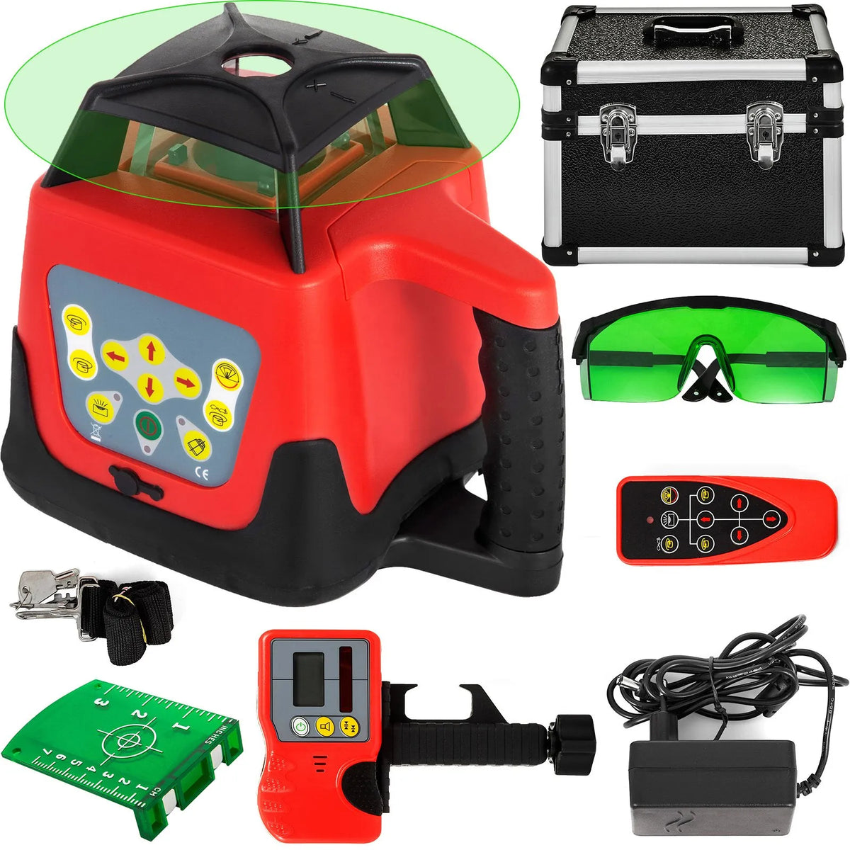 VEVOR Professional Self-Levelling Green Laser Level with Automatic Rotation, Receiver, Remote Control and Carrying Case