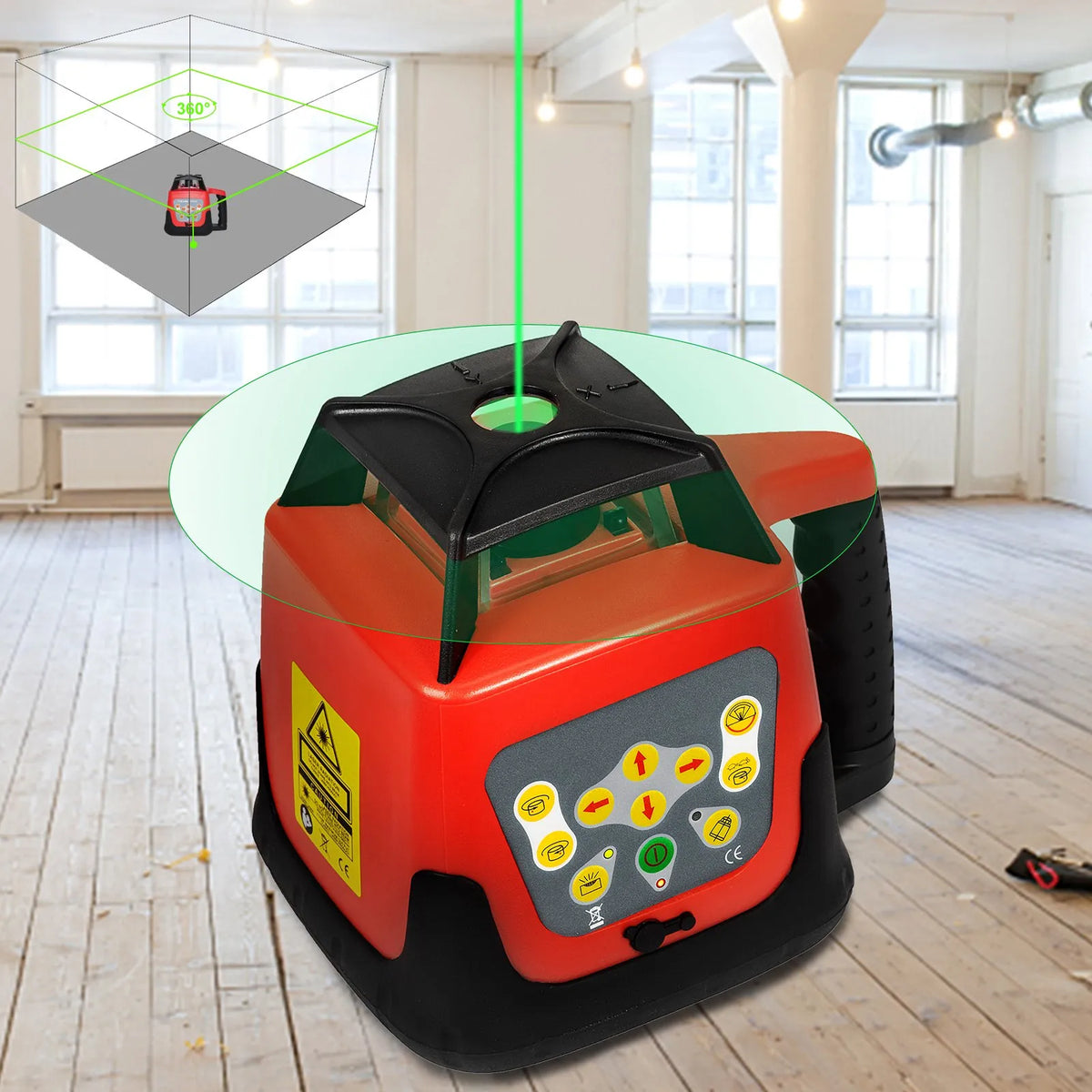 VEVOR Professional Self-Levelling Green Laser Level with Automatic Rotation, Receiver, Remote Control and Carrying Case