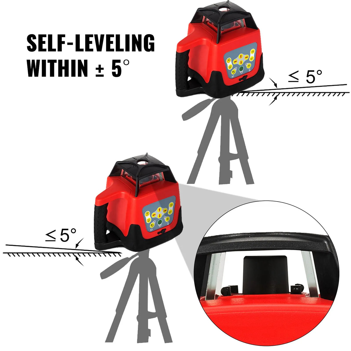 VEVOR Professional Self-Levelling Green Laser Level with Automatic Rotation, Receiver, Remote Control and Carrying Case