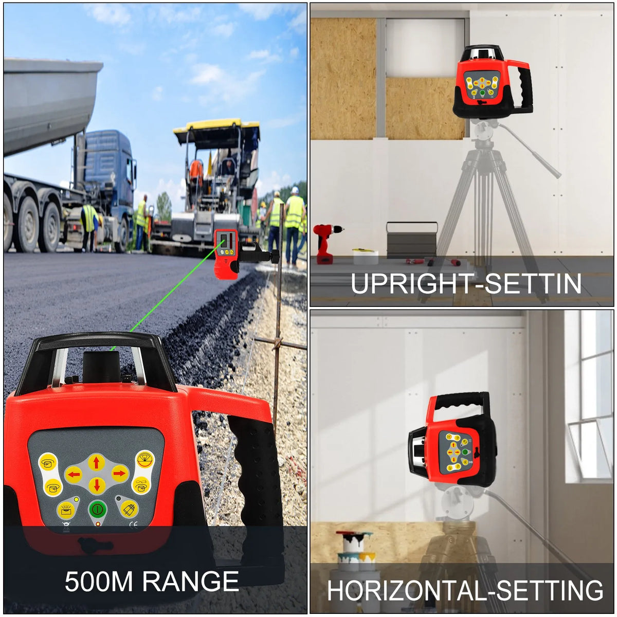 VEVOR Professional Self-Levelling Green Laser Level with Automatic Rotation, Receiver, Remote Control and Carrying Case