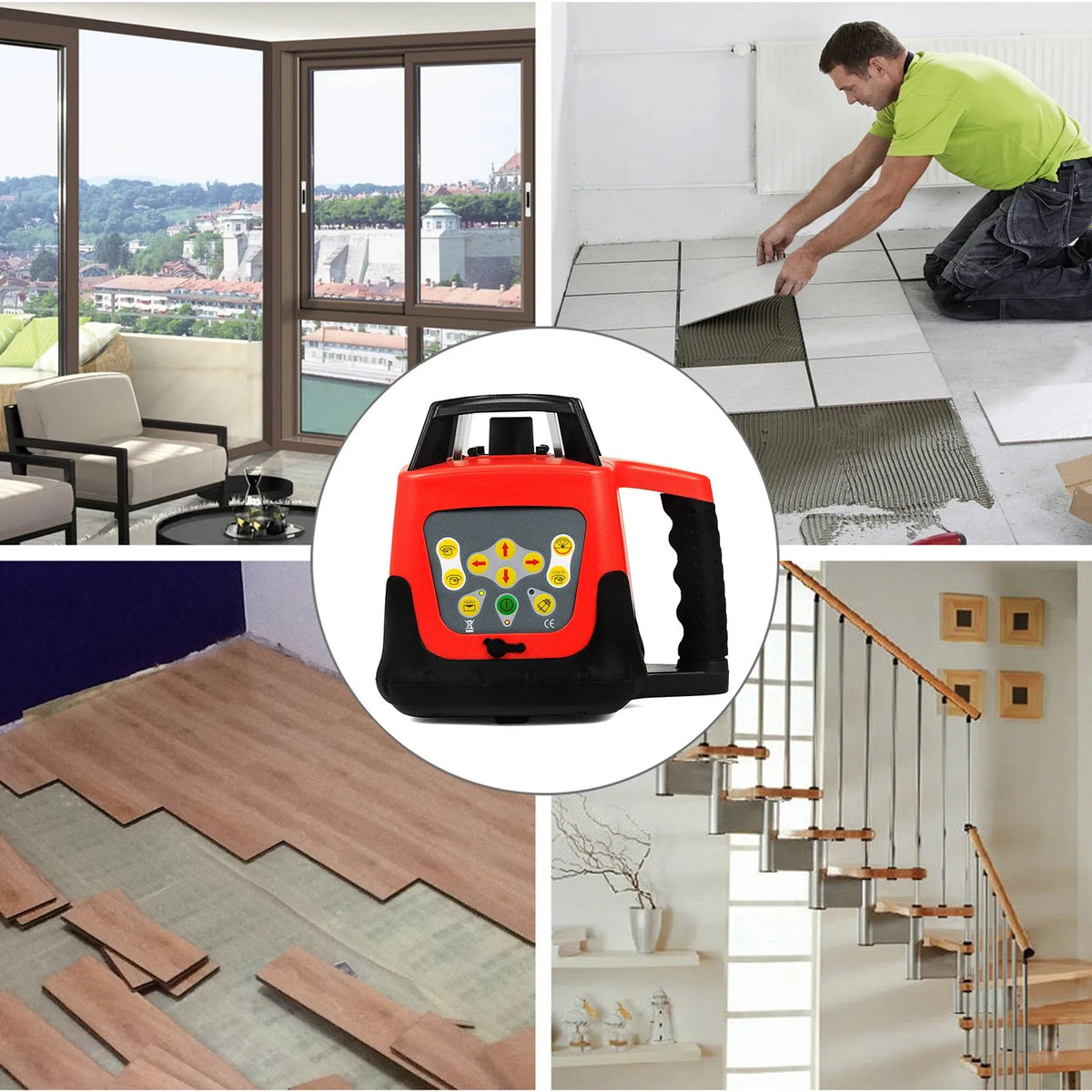 VEVOR Professional Self-Levelling Green Laser Level with Automatic Rotation, Receiver, Remote Control and Carrying Case