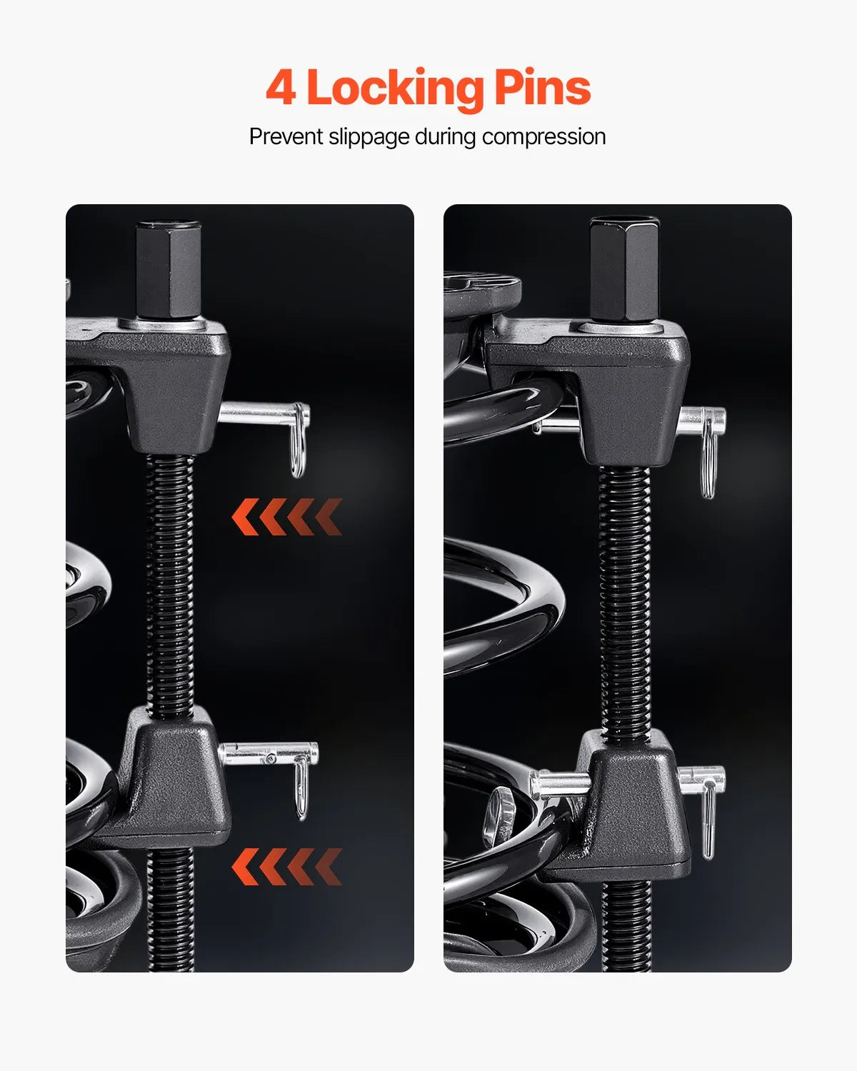 VEVOR Coil Spring Compressor Set (2 pcs), Heavy-Duty Spring Compressor with 256 mm Working Range, Compatible with 22 mm Hex Socket Adapters, Suitable for Cars, Trucks and Motorcycles, Black