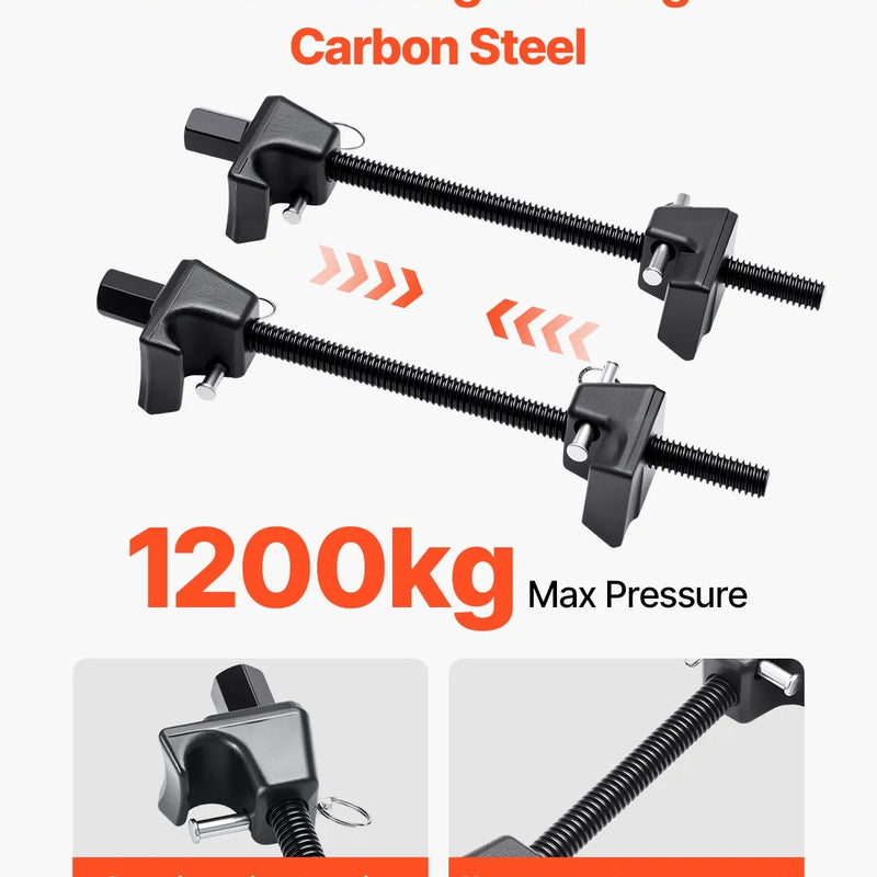 VEVOR spirālatsperu kompresoru komplekts (2 gab.), smagās slodzes atsperu kompresors ar 256 mm darba diapazonu, saderīgs ar 22 mm sešstūra uzgaļu ligzdām, piemērots vieglajām automašīnām, kravas auto un motocikliem, melnā krāsā