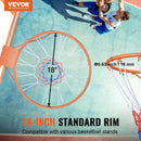 VEVOR basketbola stīpa, pie sienas vai durvīm montējams basketbola grozs, izturīga Q235 tērauda elastīgā stīpa ar tīklu, standarta 45,7 cm iekštelpu un āra piekaramais basketbola grozs bērniem un pieaugušajiem - ZEMLETES.LV