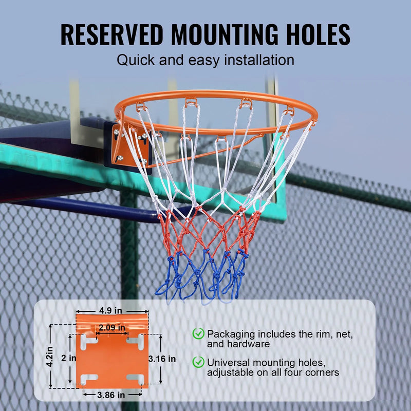 VEVOR basketbola stīpa, pie sienas vai durvīm montējams basketbola grozs, izturīga Q235 tērauda elastīgā stīpa ar tīklu, standarta 45,7 cm iekštelpu un āra piekaramais basketbola grozs bērniem un pieaugušajiem - ZEMLETES.LV