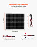 VEVOR 50 W 12 V saules akumulatora uzturuzlādes lādētājs ar monokristālisku paneli un MPPT kontrolieri, IP65 ūdensizturīgs, paredzēts automašīnām, laivām, kemperiem un piekabēm, uzstādīšanai uz plakana jumta (kronšteins nav iekļauts)