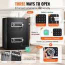 VEVOR divdurvju 99,1 l seifs ar atslēgas un paroles slēdzeni, drošības seifs ar ugunsdrošo somu, atslēgu turētāju, LED apgaismojumu un 2 augstuma regulējamiem un noņemamiem plauktiem naudai, dokumentiem, rotaslietām un vērtīgām lietām, melns