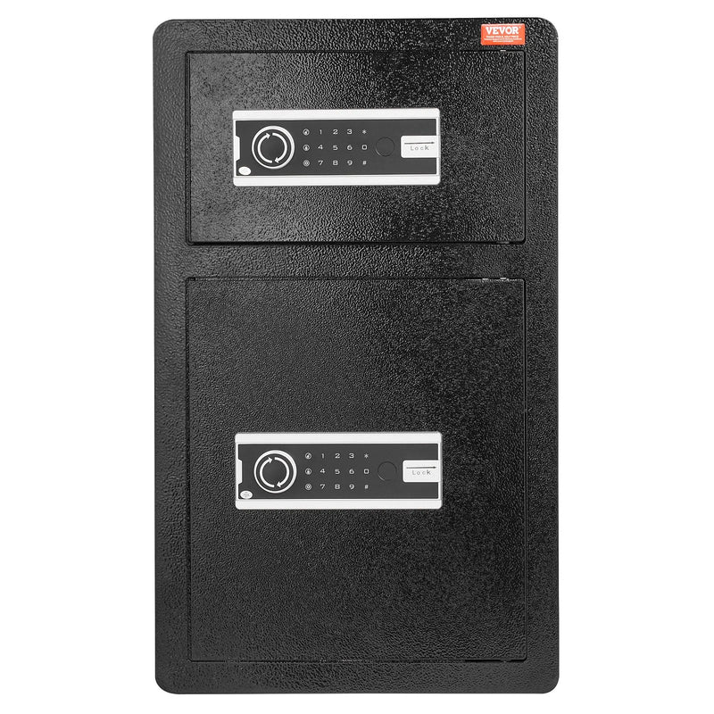 VEVOR divdurvju 4,5 kubikpēdu seifs ar atslēgas un paroles slēdzeni, drošības seifs ar ugunsdrošo somu, atslēgu turētāju, LED apgaismojumu un 2 augstuma regulējamiem un noņemamiem plauktiem naudai, dokumentiem, rotaslietām un vērtīgām lietām, melns