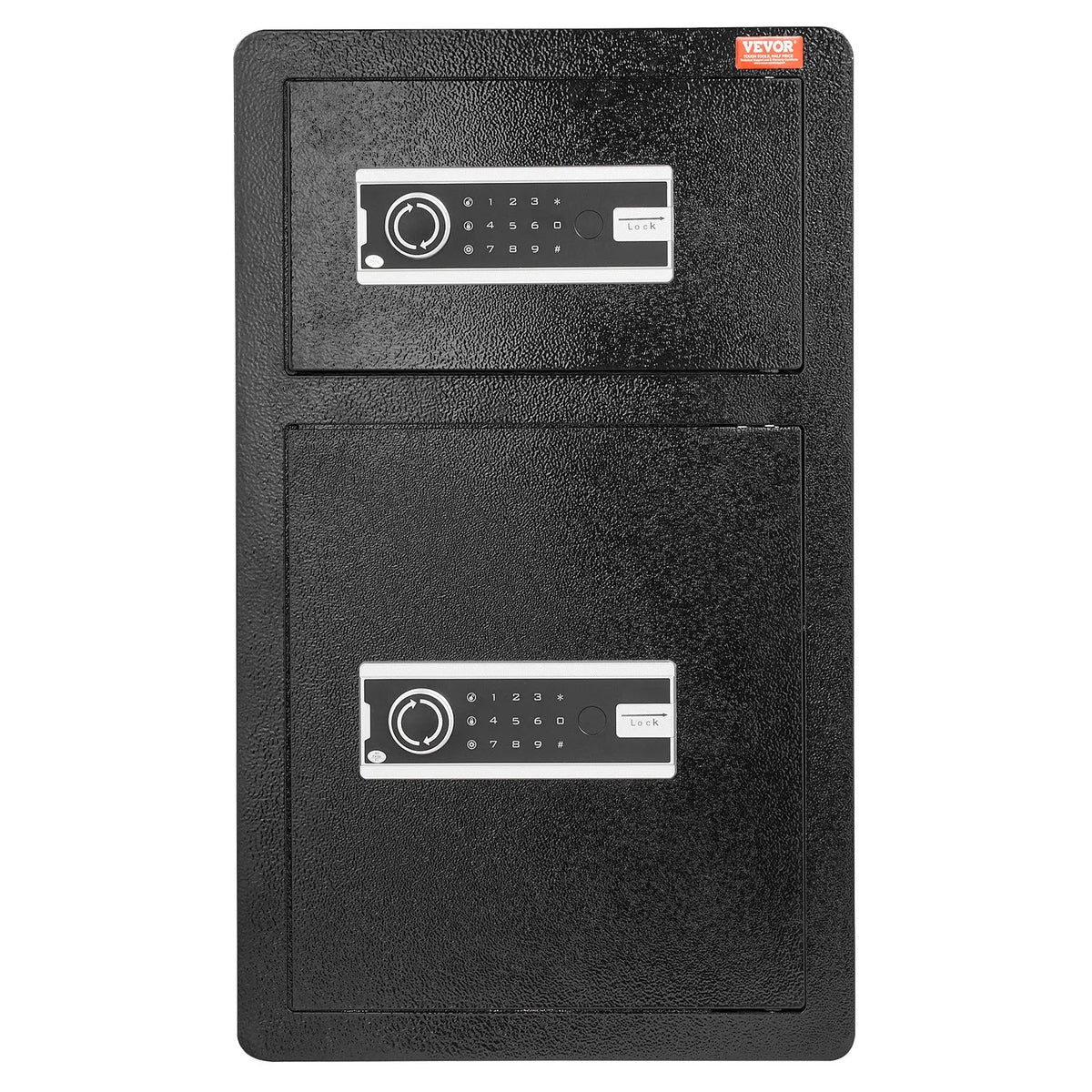VEVOR Two-Door 4.5 Cubic Feet Safe with Key and Password Lock, Security Safe with Fireproof Bag, Key Holder, LED Lighting and 2 Height-Adjustable Removable Shelves for Money, Documents, Jewellery and Valuables, Black