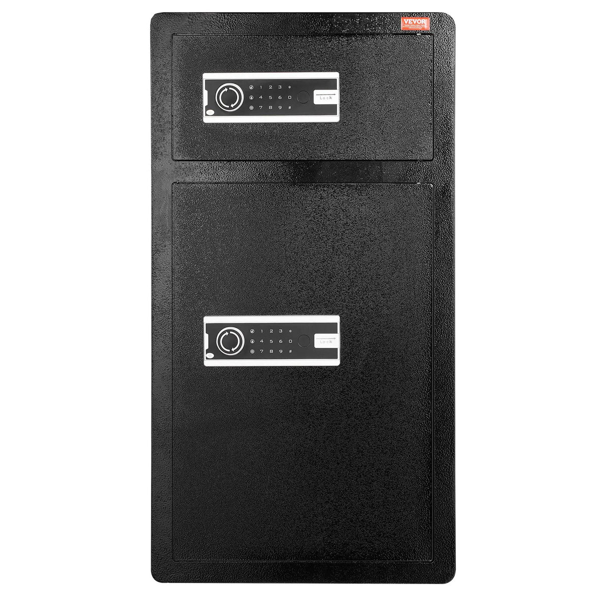 VEVOR 204 L Two-Door Safe with Key and Password Lock, Security Safe with Fireproof Bag, Key Holder, LED Lighting and 2 Height-Adjustable Removable Shelves for Money, Documents, Jewellery and Valuables, Black